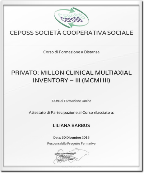 Attestato Millon III