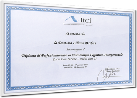 Perfezionamento in Psicoterapia Cognitivo-Interpersonale