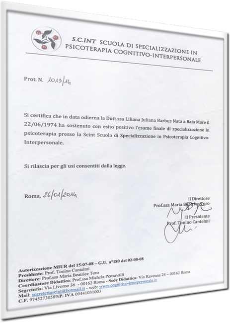 Specializzazione in Psicoterapia Cognitivo Interpersonale
